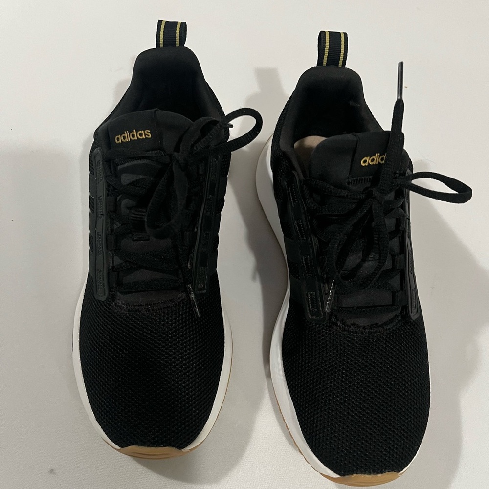 adidas racer TR21 unisex Black Sneakers with White Midsole and Gold Accents